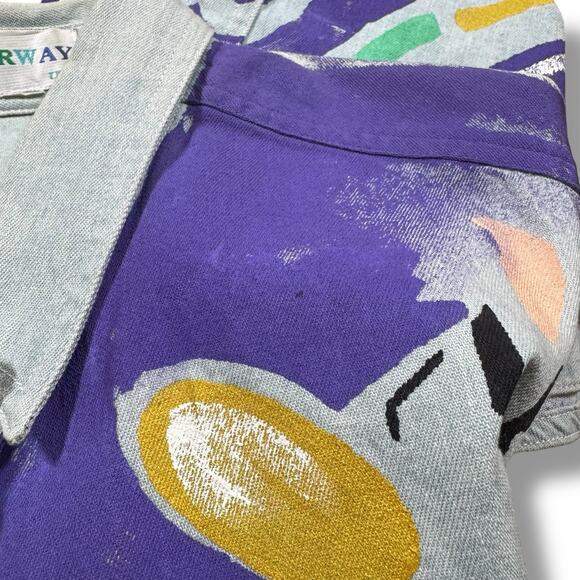 Vintage Kolorway USA Hand Painted Womens Shirt Medium All Over Print Jazz Art - Picture 6 of 7